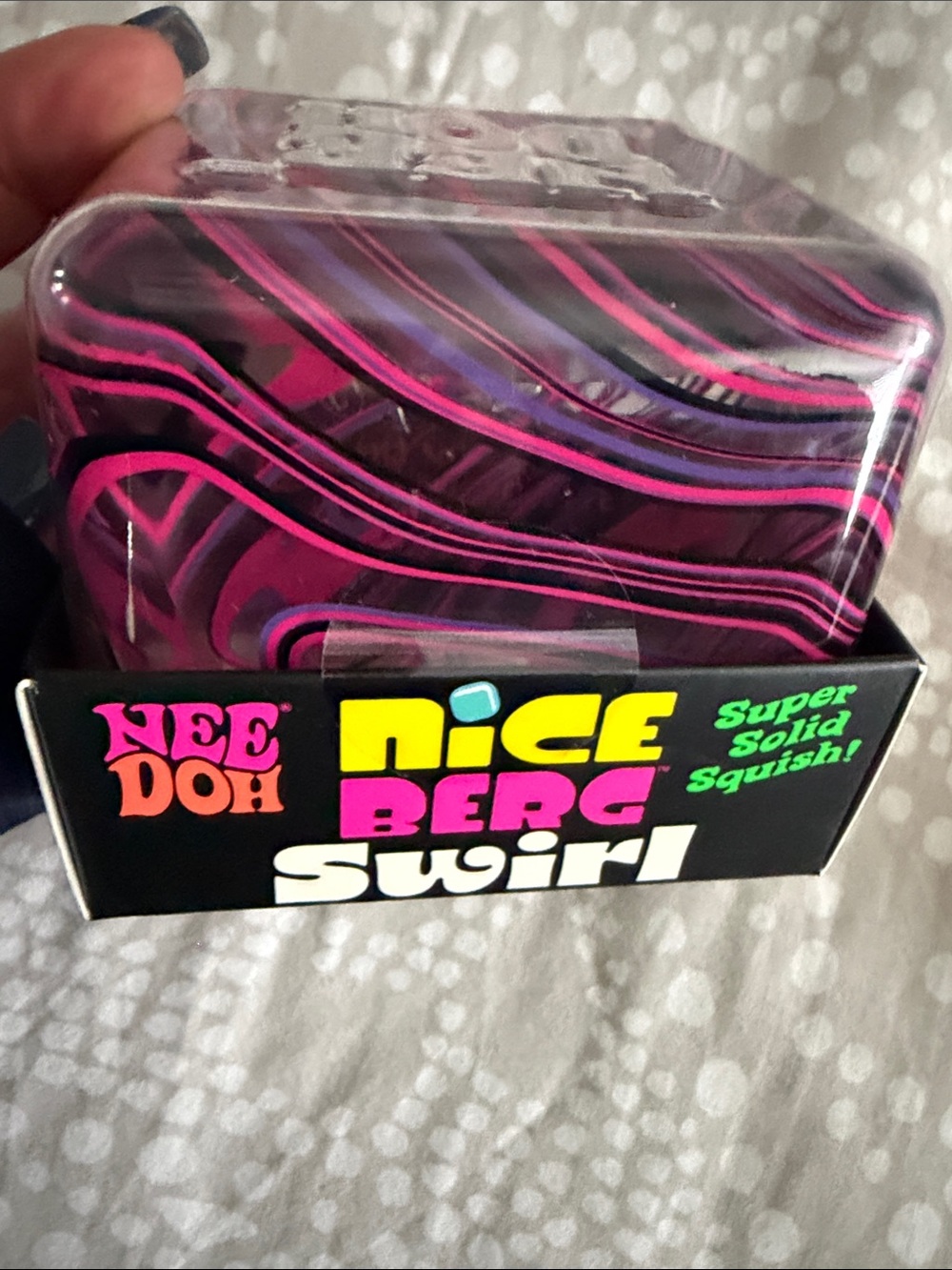 NeeDoh NiceBerg Swirl Super Solid Squish - Pink & Black swirls NWT IOP authentic